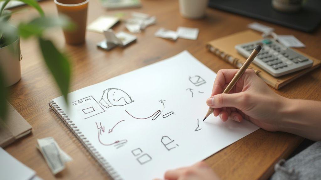 Orçamento mínimo em papel passo a passo