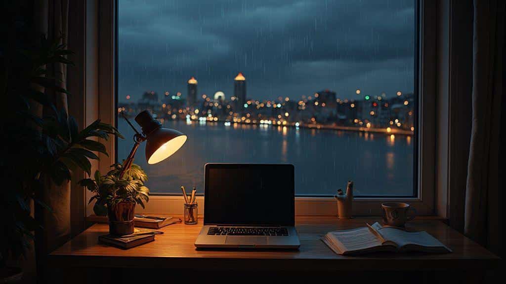 Ambiente de estudo ideal à noite para você